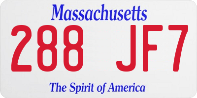 MA license plate 288JF7