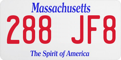 MA license plate 288JF8