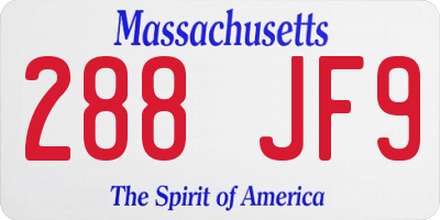 MA license plate 288JF9