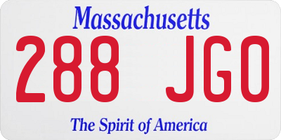 MA license plate 288JG0