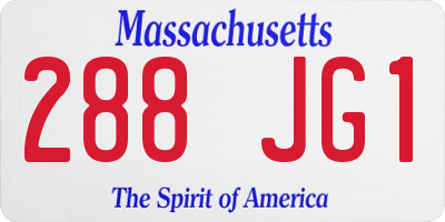 MA license plate 288JG1