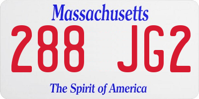 MA license plate 288JG2