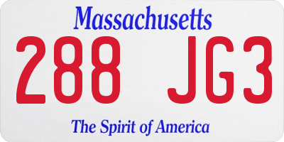 MA license plate 288JG3
