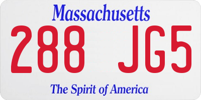 MA license plate 288JG5