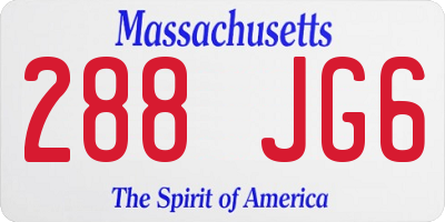 MA license plate 288JG6