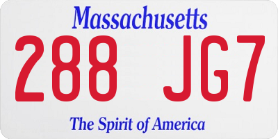 MA license plate 288JG7