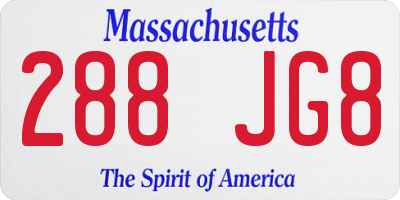 MA license plate 288JG8