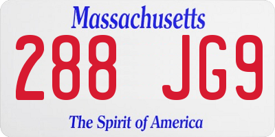 MA license plate 288JG9