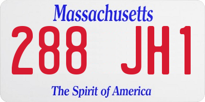 MA license plate 288JH1