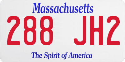 MA license plate 288JH2