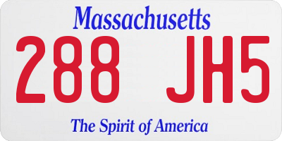 MA license plate 288JH5