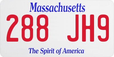 MA license plate 288JH9