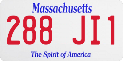 MA license plate 288JI1
