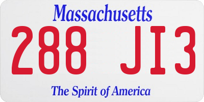 MA license plate 288JI3