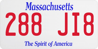 MA license plate 288JI8