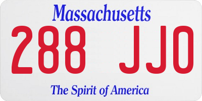 MA license plate 288JJ0