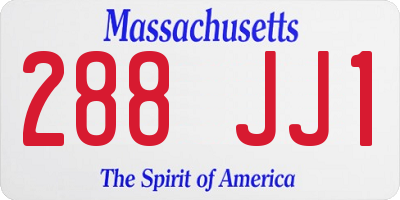 MA license plate 288JJ1