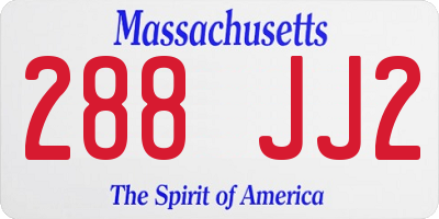 MA license plate 288JJ2