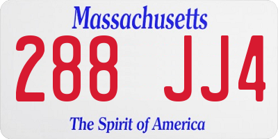 MA license plate 288JJ4