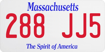 MA license plate 288JJ5