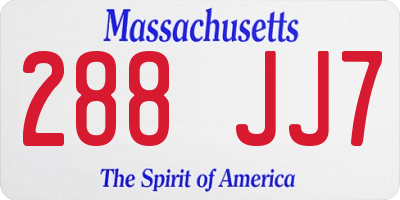 MA license plate 288JJ7
