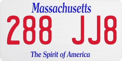 MA license plate 288JJ8