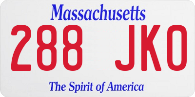 MA license plate 288JK0