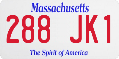 MA license plate 288JK1
