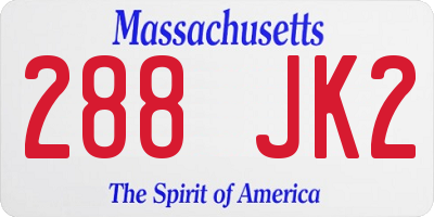 MA license plate 288JK2