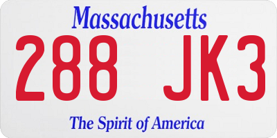 MA license plate 288JK3