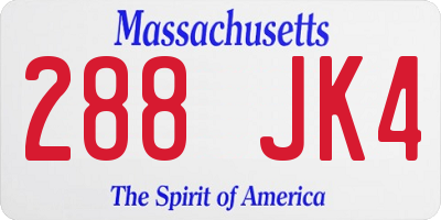 MA license plate 288JK4