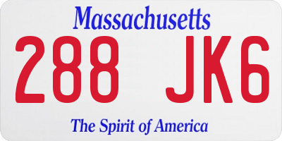 MA license plate 288JK6
