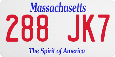 MA license plate 288JK7