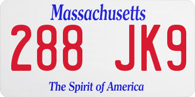 MA license plate 288JK9