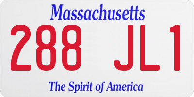 MA license plate 288JL1