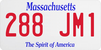 MA license plate 288JM1