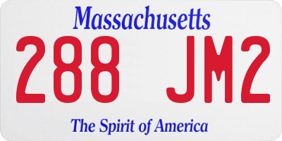 MA license plate 288JM2