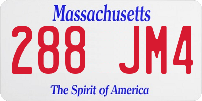 MA license plate 288JM4