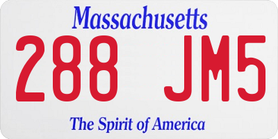 MA license plate 288JM5