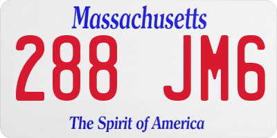 MA license plate 288JM6