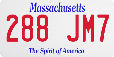 MA license plate 288JM7