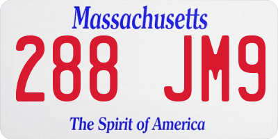 MA license plate 288JM9
