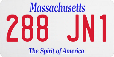 MA license plate 288JN1