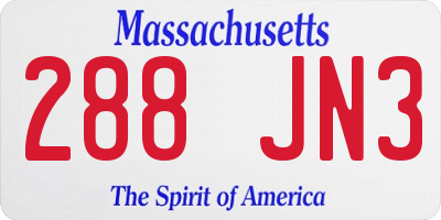 MA license plate 288JN3