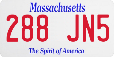 MA license plate 288JN5