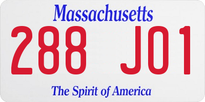 MA license plate 288JO1