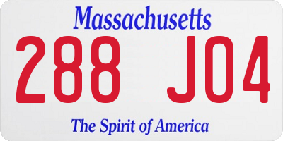 MA license plate 288JO4