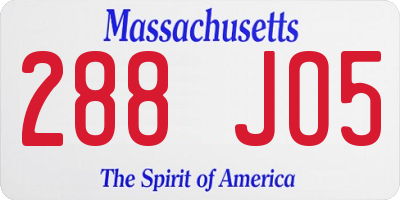 MA license plate 288JO5