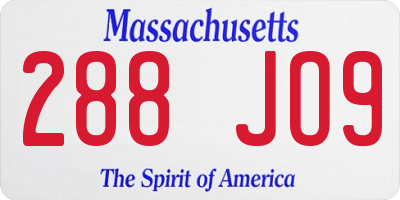 MA license plate 288JO9