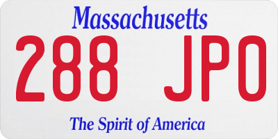 MA license plate 288JP0